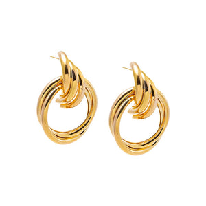 Gold Colored Interlinked Chunky Hoop Earrings - Adina Eden's Jewels