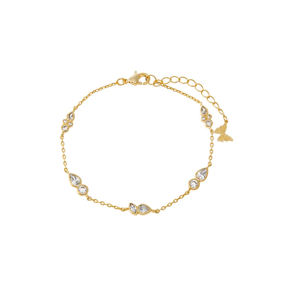 Gold Multi Double CZ Bezel Charm Bracelet - Adina Eden's Jewels