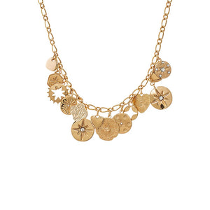 Gold Gold Medallion Charm Necklace - Adina Eden's Jewels