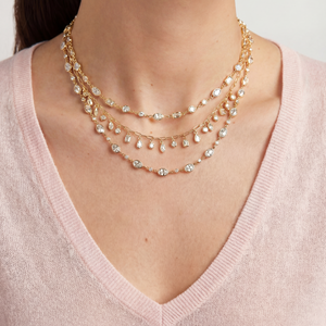 Colored CZ Multishape Tennis Style Necklace