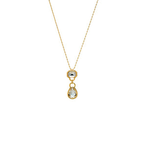 Gold Baguette X Pear Bezel Pendant Necklace - Adina Eden's Jewels