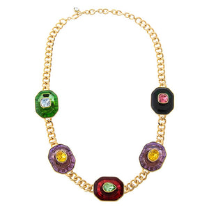 Fancy Colored Octagon Cuban Link Necklace - Adina Eden's Jewels
