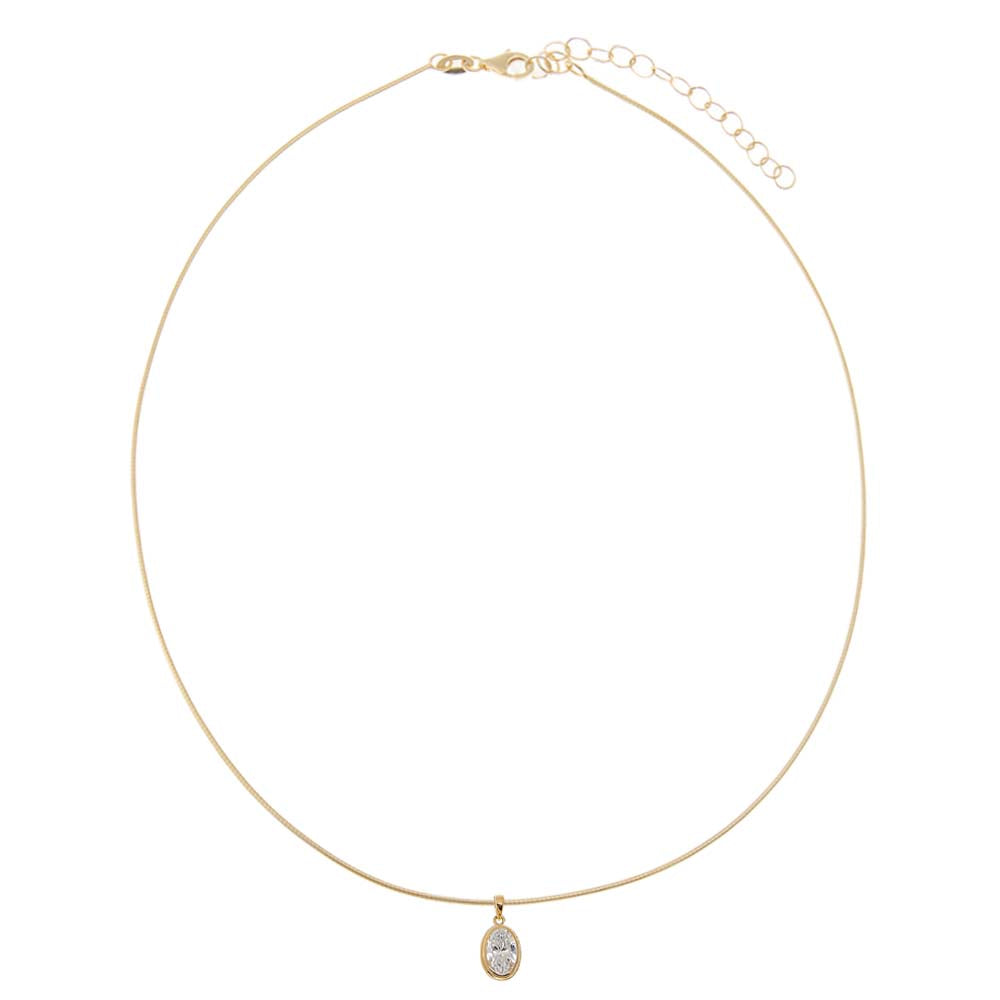 Lab Grown Diamond Oval Bezel Omega Chain Necklace 14K