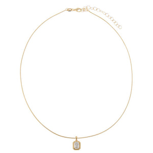 Lab Grown Diamond Emerald Bezel Omega Chain Necklace 14K