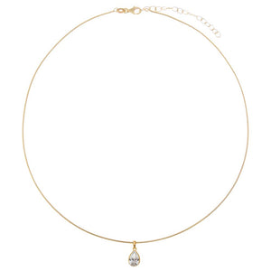 Lab Grown Diamond Pear Bezel Omega Chain Necklace 14K
