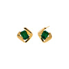 Dark Green Colored Diamond Cut Stud Earrings - Adina Eden's Jewels