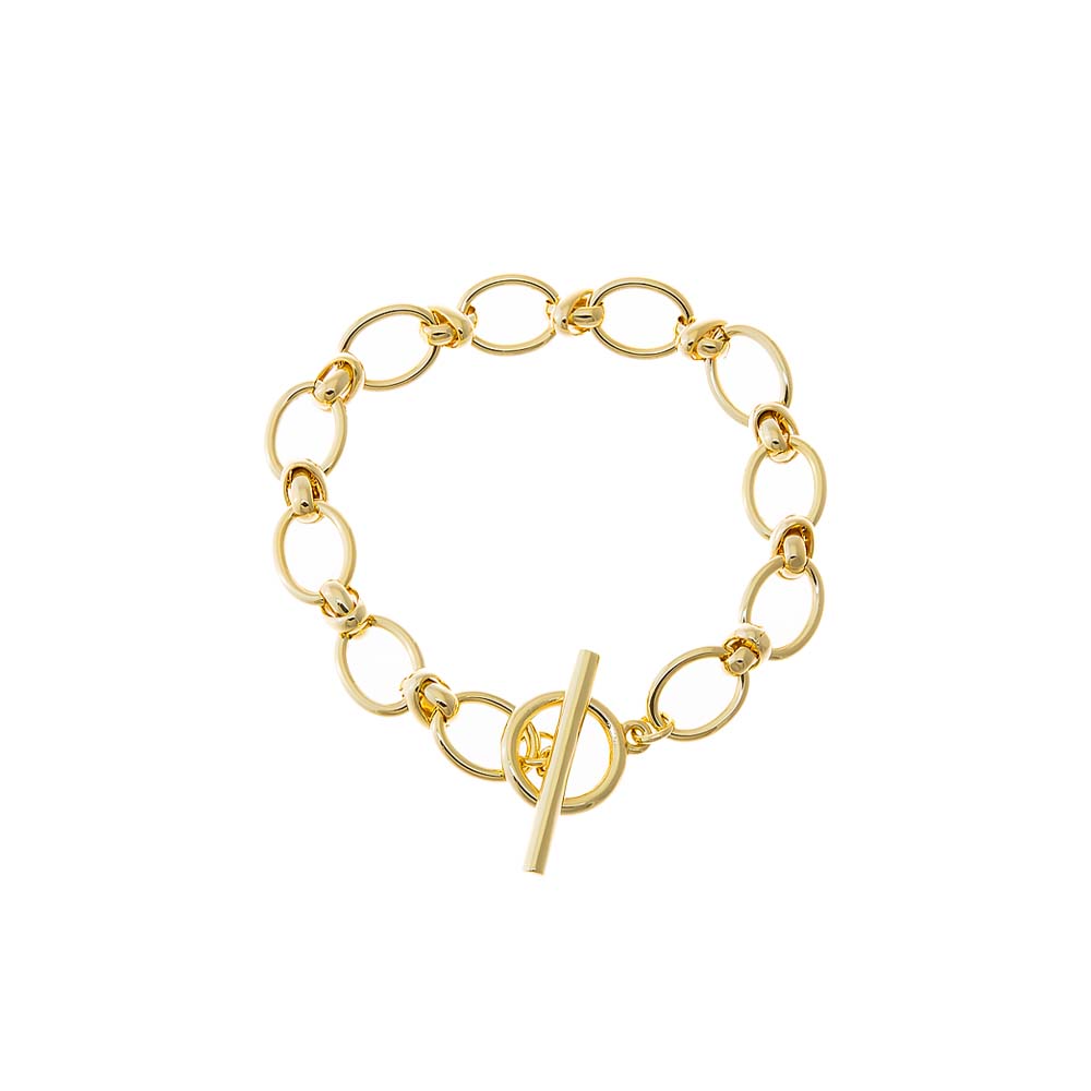 Gold Knotted Oval Link Toggle Bracelet - Adina Eden's Jewels