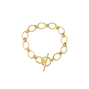 Gold Knotted Oval Link Toggle Bracelet - Adina Eden's Jewels