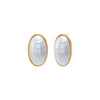 Gold Oval Faux Pearl Stud Earring - Adina Eden's Jewels