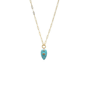 Turquoise / 16IN Evil Eye Elongated Heart Natural Stone & Clicker Toggle Necklace - Adina Eden's Jewels