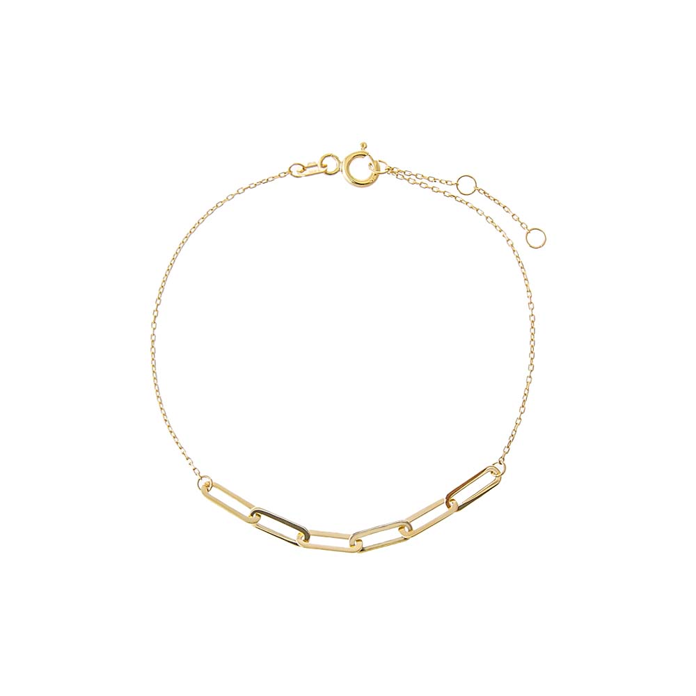 14K Gold Solid Half Paperclip Chain Bracelet 14K - Adina Eden's Jewels