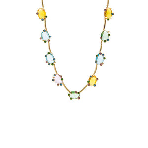 Multi-Color Multi Color Oval Wire Tennis Necklace - Adina Eden's Jewels
