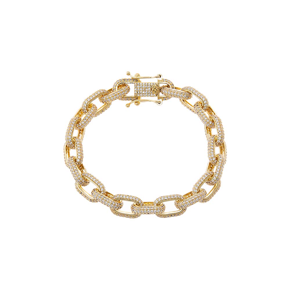 Gold CZ Statement Link Bracelet - Adina Eden's Jewels