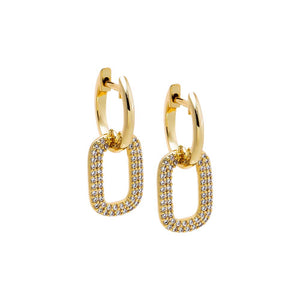 Gold Double CZ Row Link Drop Earring - Adina Eden's Jewels