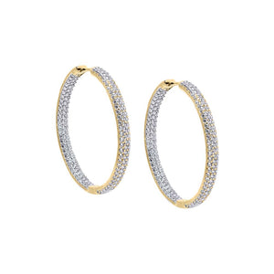 Gold / 35MM CZ Pavé Medium Hoop Earring - Adina Eden's Jewels