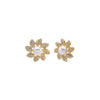 Gold Gold Floral Pearl Stud Earring - Adina Eden's Jewels