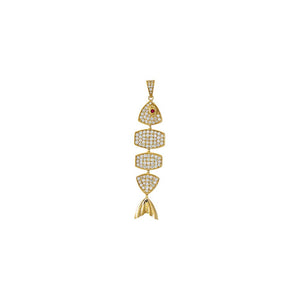 Diamond Pave X Ruby Eye Fish Pendant Charm 14K