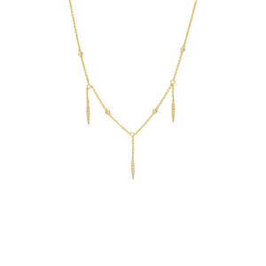 Pave Dangling Dagger Charms Chain Necklace