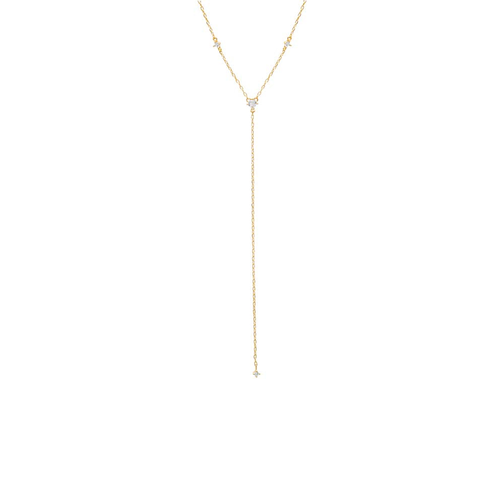 Gold Cluster CZ Lariat Necklace - Adina Eden's Jewels
