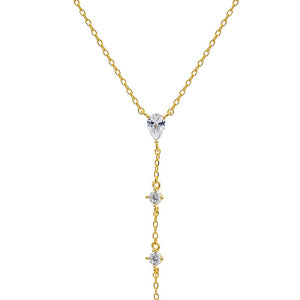 Teardrop CZ Lariat Necklace
