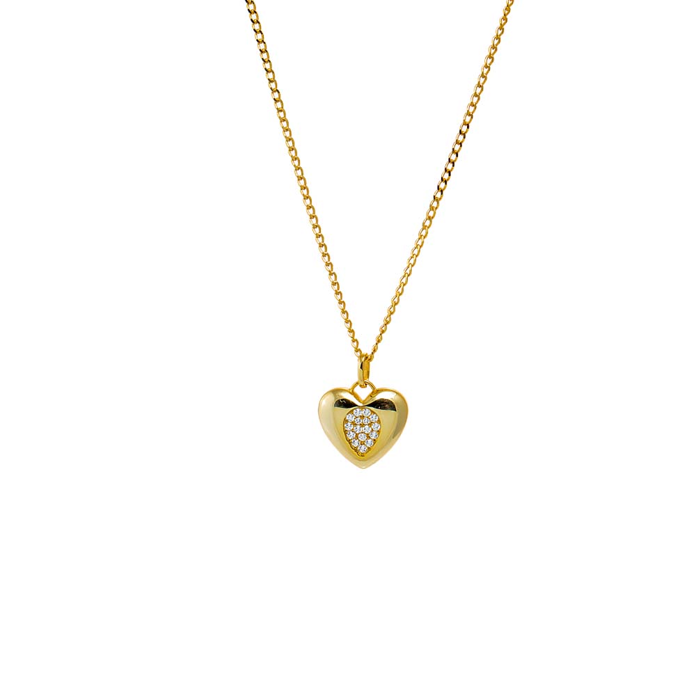 Gold Pave Teardrop Accented Heart Pendant Necklace - Adina Eden's Jewels