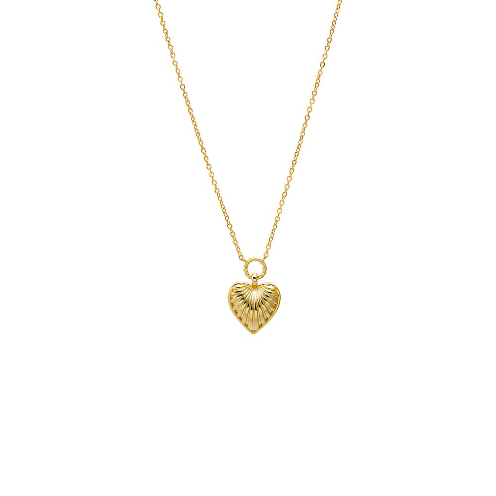 Gold Textured Heart Pendant Necklace - Adina Eden's Jewels