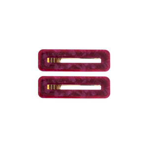 Burgundy Rectangle Cutout Hair Clip Set - Adina Eden's Jewels