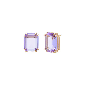 Light Purple Colored Large Emerald Stud Earring - Adina Eden's Jewels