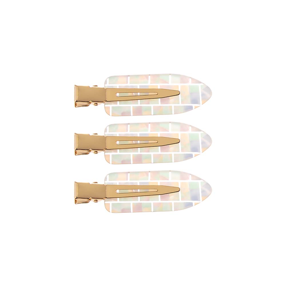 White Iridescent Pastel Creaseless Clip Set - Adina Eden's Jewels