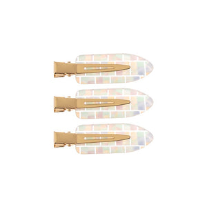 White Iridescent Pastel Creaseless Clip Set - Adina Eden's Jewels