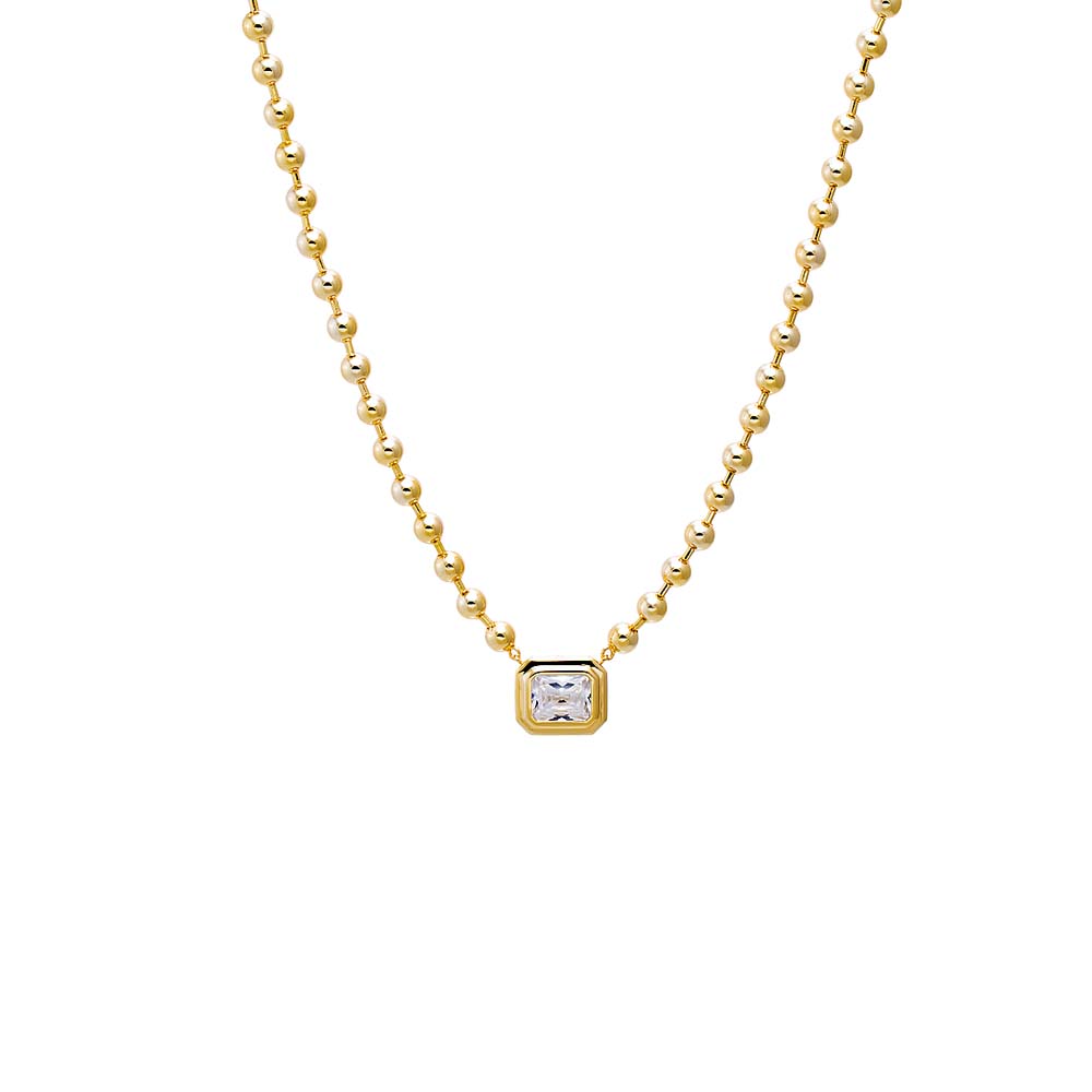 Beaded Square CZ Pendant Necklace - Adina Eden's Jewels