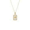 Mother of Pearl Pave Elongated Starburst Dog Tag Necklace - Adina Eden's Jewels