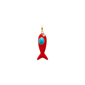 Red Turquoise/Colored Enamel Fish Charm - Adina Eden's Jewels
