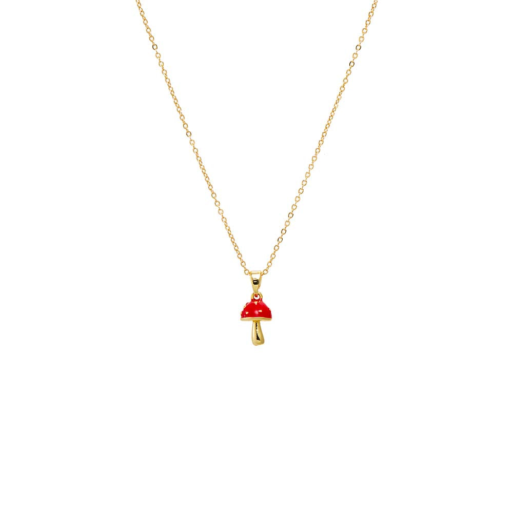 Red Red Enamel Mushroom Pendant Necklace - Adina Eden's Jewels