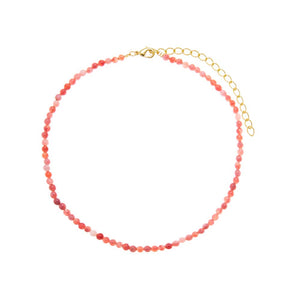 Multi Pinks / 4MM Rhodochrosite Quartz Natural Stone Beaded Chain Choker - Adina Eden's Jewels