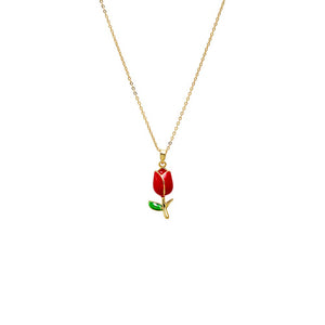 Red Red & Green Flower Charm Necklace - Adina Eden's Jewels