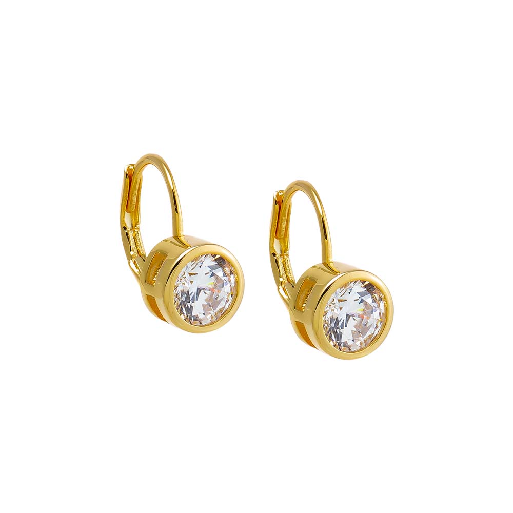 Gold CZ Bezel Round Baguette Huggie Earring - Adina Eden's Jewels