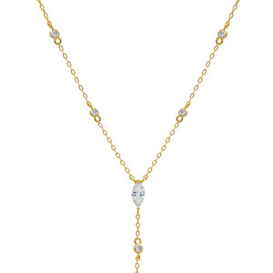 Marquise Drop CZ Lariat Necklace