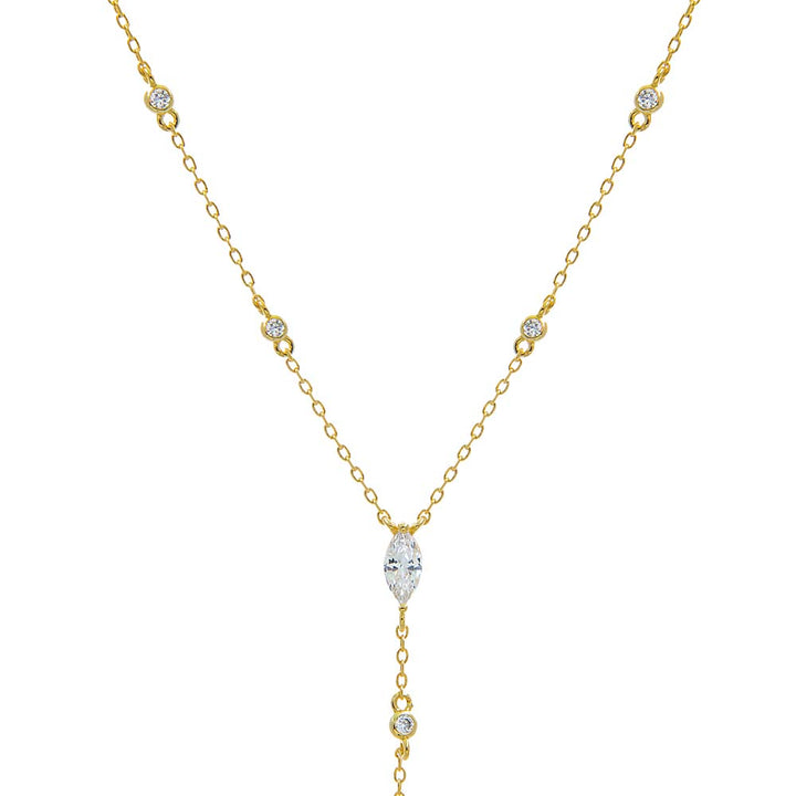 Marquise Drop CZ Lariat Necklace – Adina Eden