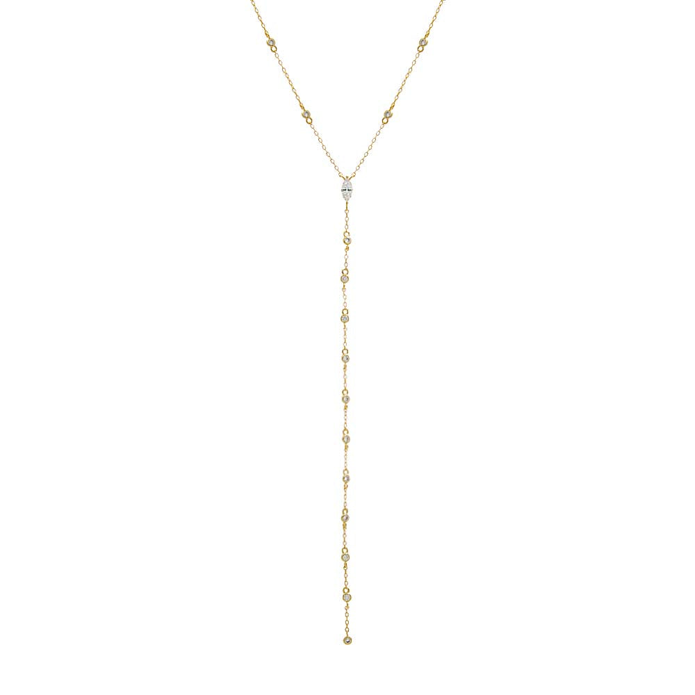 Marquise Drop CZ Lariat Necklace