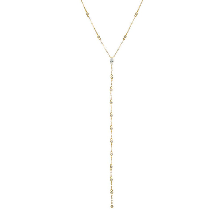 Marquise Drop CZ Lariat Necklace