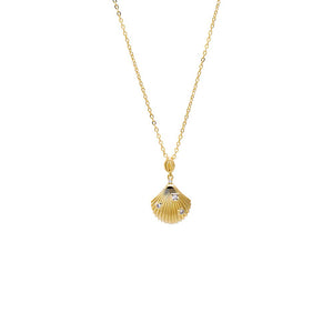 Gold CZ Shell Drop Necklace - Adina Eden's Jewels