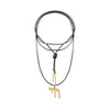 CZ Pave Shape Chai Suede Long Wrap Rope Pendant Necklace