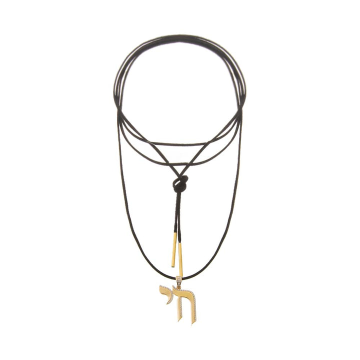 CZ Pave Shape Chai Suede Long Wrap Rope Pendant Necklace – Adina Eden