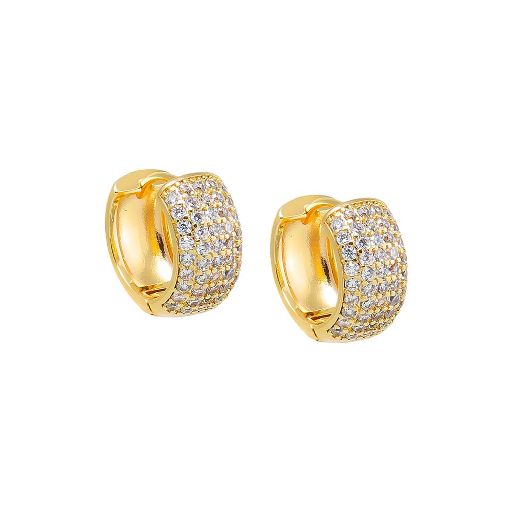 Gold Pave Super Wide Mini Huggie Earring - Adina Eden's Jewels