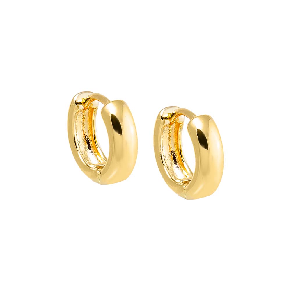 Gold Mini Wide Round Solid Huggie Earring - Adina Eden's Jewels