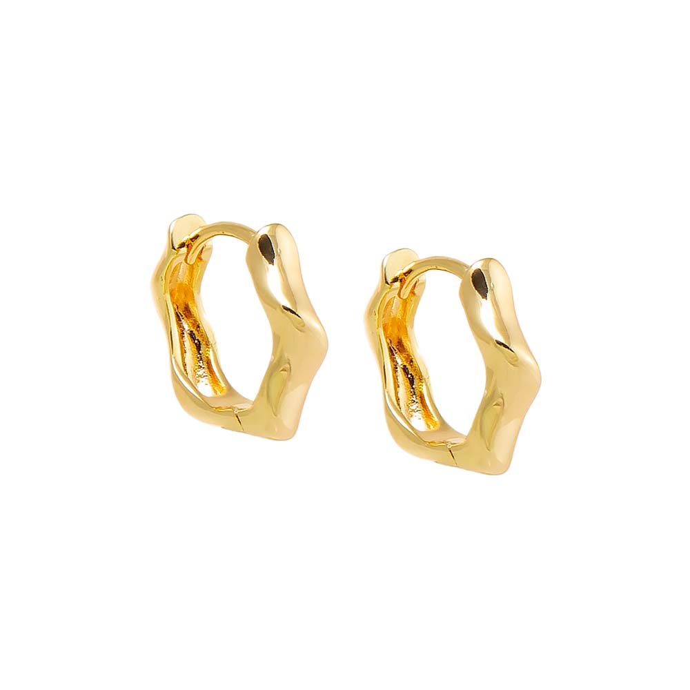Gold Solid Twisted Shape Huggie Earring - Adina Eden's Jewels