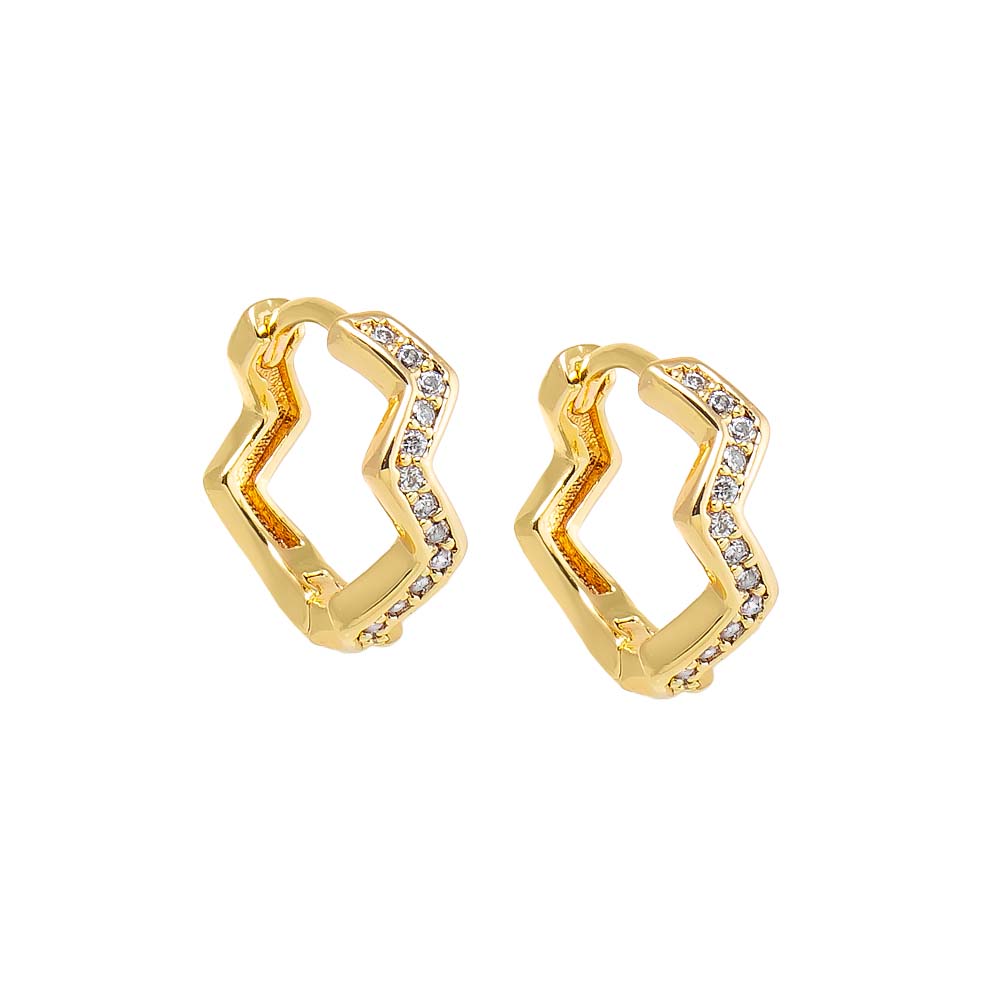 Gold Pave Zig Zag Huggie Earring - Adina Eden's Jewels
