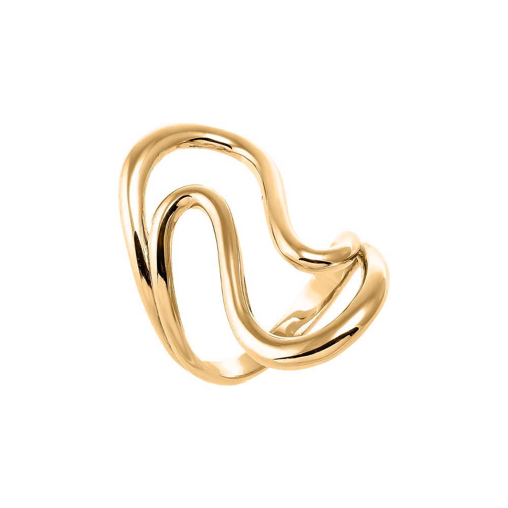 Gold / 6 Solid Cutout Wave Statement Ring - Adina Eden's Jewels