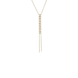 Gold Beaded Ball Bezeled Lariat Necklace - Adina Eden's Jewels